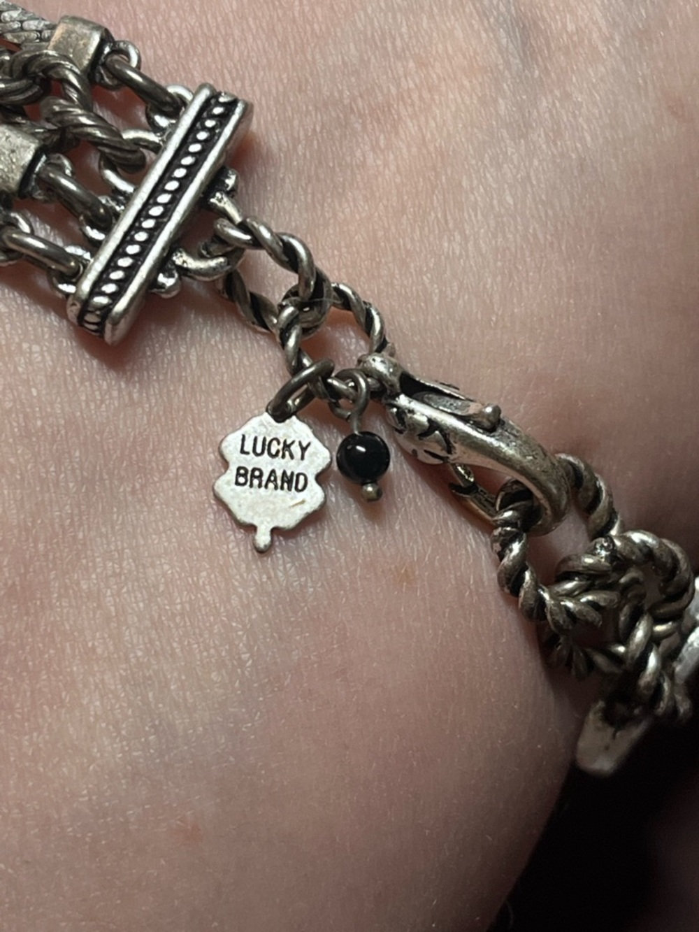 Lucky Brand Silver-Tone Rose Multi-Strand Bracelet with Yellow and Purple Stones - Picture 2 of 4